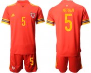 Wholesale Cheap Men 2021 European Cup Welsh home red 5 Soccer Jersey