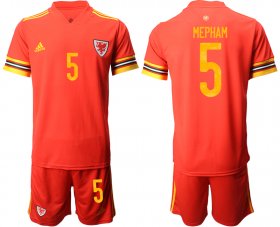 Wholesale Cheap Men 2021 European Cup Welsh home red 5 Soccer Jersey