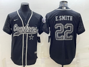 Wholesale Cheap Men's Dallas Cowboys #22 Emmitt Smith Black Reflective Limited Stitched Football Jersey