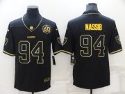 Wholesale Cheap Men's Las Vegas Raiders #94 Carl Nassib Black Golden Edition 60th Patch Stitched Nike Limited Jersey