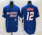 Cheap Men's Puerto Rico Baseball #12 Francisco Lindor 2023 Royal World Classic Stitched Jersey
