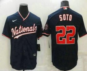 Wholesale Cheap Men\'s Washington Nationals #22 Juan Soto Navy Blue Stitched MLB Cool Base Nike Jersey