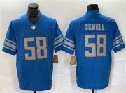 Cheap Men's Detroit Lions #58 Penei Sewell Blue 2023 F.U.S.E. Vapor Untouchable Limited Stitched Jersey