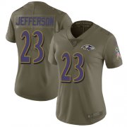 Wholesale Cheap Nike Ravens #23 Tony Jefferson Olive Women's Stitched NFL Limited 2017 Salute to Service Jersey