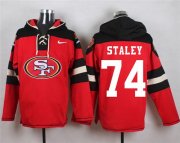 Wholesale Cheap Nike 49ers #74 Joe Staley Red Player Pullover NFL Hoodie