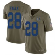 Wholesale Cheap Nike Colts #28 Marshall Faulk Olive Youth Stitched NFL Limited 2017 Salute to Service Jersey