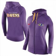 Wholesale Cheap Women's Nike Baltimore Ravens Full-Zip Performance Hoodie Purple