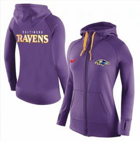 Wholesale Cheap Women\'s Nike Baltimore Ravens Full-Zip Performance Hoodie Purple