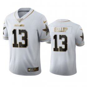 Wholesale Cheap Dallas Cowboys #13 Michael Gallup Men\'s Nike White Golden Edition Vapor Limited NFL 100 Jersey