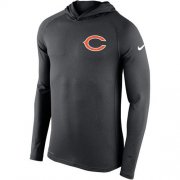Wholesale Cheap Men's Chicago Bears Nike Charcoal Stadium Touch Hooded Performance Long Sleeve T-Shirt