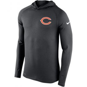 Wholesale Cheap Men\'s Chicago Bears Nike Charcoal Stadium Touch Hooded Performance Long Sleeve T-Shirt
