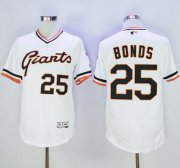 Wholesale Cheap Giants #25 Barry Bonds White Flexbase Authentic Collection Cooperstown Stitched MLB Jersey