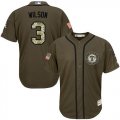 Wholesale Cheap Rangers #3 Russell Wilson Green Salute to Service Stitched MLB Jersey