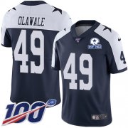 Wholesale Cheap Nike Cowboys #49 Jamize Olawale Navy Blue Thanksgiving Men's Stitched With Established In 1960 Patch NFL 100th Season Vapor Untouchable Limited Throwback Jersey