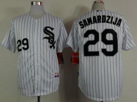 Wholesale Cheap White Sox #29 Jeff Samardzija White Black Strip Stitched MLB Jersey