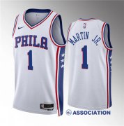 Men's Philadelphia 76ers #1 Kenyon Martin Jr White Association Edition Stitched Jersey