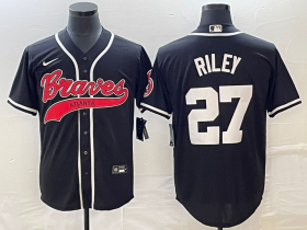 Wholesale Cheap Men\'s Atlanta Braves #27 Austin Riley Black Cool Base Stitched Baseball Jersey1