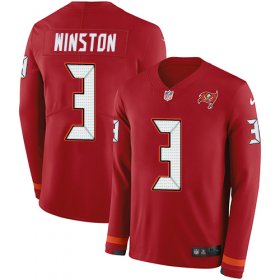 Wholesale Cheap Nike Buccaneers #3 Jameis Winston Red Team Color Men\'s Stitched NFL Limited Therma Long Sleeve Jersey