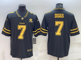 Wholesale Cheap Men\'s Dallas Cowboys #7 Trevon Diggs Black Gold Edition With 1960 Patch Limited Stitched Football Jersey