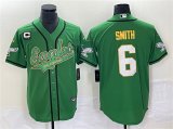 Wholesale Cheap Men's Philadelphia Eagles #6 DeVonta Smith Green Gold With C Patch Cool Base Baseball Stitched Jersey