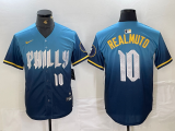 Cheap Men's Philadelphia Phillies #10 JT Realmuto Number Blue 2024 City Connect Limited Stitched Jersey