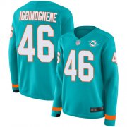 Wholesale Cheap Nike Dolphins #46 Noah Igbinoghene Aqua Green Team Color Women's Stitched NFL Limited Therma Long Sleeve Jersey
