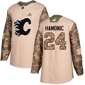 Wholesale Cheap Adidas Flames #24 Travis Hamonic Camo Authentic 2017 Veterans Day Stitched NHL Jersey