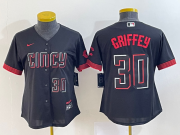 Wholesale Cheap Women's Cincinnati Reds #30 Ken Griffey Jr Number Black 2023 City Connect Cool Base Stitched Jersey2
