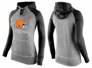 Wholesale Cheap Women's Nike Cleveland Browns Performance Hoodie Grey & Black