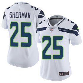 Wholesale Cheap Nike Seahawks #25 Richard Sherman White Women\'s Stitched NFL Vapor Untouchable Limited Jersey