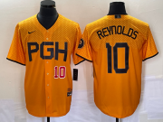 Wholesale Cheap Men's Pittsburgh Pirates #10 Bryan Reynolds Number Gold 2023 City Connect Stitched Jersey