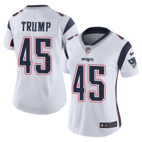 Wholesale Cheap Nike Patriots #45 Donald Trump White Women\'s Stitched NFL Vapor Untouchable Limited Jersey