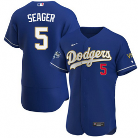 Wholesale Cheap Men\'s Los Angeles Dodgers #5 Corey Seager Royal Blue Championship Flex Base Sttiched MLB Jersey