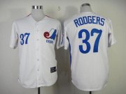 Wholesale Cheap Mitchell And Ness Expos #37 Steve Rodgers White Throwback Stitched MLB Jersey