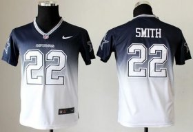 Wholesale Cheap Nike Cowboys #22 Emmitt Smith Navy Blue/White Youth Stitched NFL Elite Fadeaway Fashion Jersey