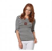 Wholesale Cheap Cincinnati Bengals Lady Striped Boatneck Three-Quarter Sleeve T-Shirt