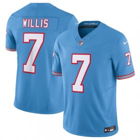Wholesale Cheap Men\'s Tennessee Titans #7 Malik Willis Light Blue 2023 F.U.S.E. Vapor Limited Throwback Stitched Football Jersey