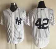 Wholesale Cheap Yankees #42 Mariano Rivera White Strip Flexbase Authentic Collection Stitched MLB Jersey
