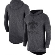 Wholesale Cheap Men's New Orleans Saints Nike Heathered Charcoal Fan Gear Tonal Slub Hooded Long Sleeve T-Shirt