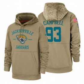 Wholesale Cheap Jacksonville Jaguars #93 Calais Campbell Nike Tan 2019 Salute To Service Name & Number Sideline Therma Pullover Hoodie