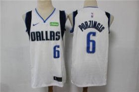 Wholesale Cheap Men\'s Dallas Mavericks #6 Kristaps Porzingis White Stitched NBA Jersey