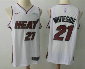 Wholesale Cheap Men\'s Miami Heat #21 Hassan Whiteside White 2017-2018 Nike Swingman Ultimate Software Stitched NBA Jersey