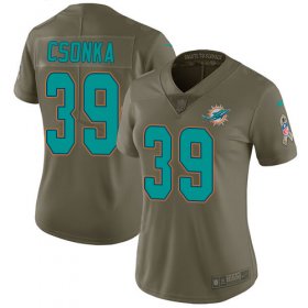 Wholesale Cheap Nike Dolphins #39 Larry Csonka Olive Women\'s Stitched NFL Limited 2017 Salute to Service Jersey