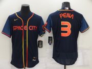 Wholesale Cheap Men's Houston Astros #3 Jeremy Pena 2022 Navy Blue City Connect Flex Base Stitched Baseball Jersey