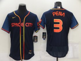 Wholesale Cheap Men\'s Houston Astros #3 Jeremy Pena 2022 Navy Blue City Connect Flex Base Stitched Baseball Jersey