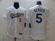 Wholesale Cheap Men Los Angeles Dodgers 5 Swager Champion of white gold and blue characters Elite 2021 Nike MLB Jersey