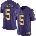 Wholesale Cheap Nike Ravens #5 Joe Flacco Purple Men's Stitched NFL Limited Gold Rush Jersey