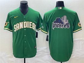Wholesale Cheap Men\'s San Diego Padres Green Team Big Logo Cool Base Stitched Baseball Jersey 002