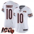Wholesale Cheap Nike Bears #10 Mitchell Trubisky White Women's Stitched NFL 100th Season Vapor Limited Jersey