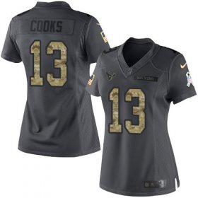 Wholesale Cheap Nike Texans #13 Brandin Cooks Black Women\'s Stitched NFL Limited 2016 Salute to Service Jersey
